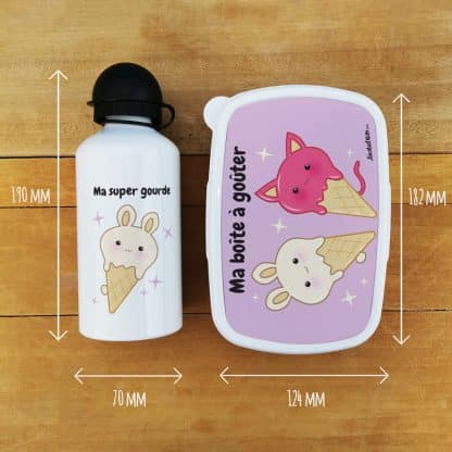 Boîte à goûter & gourde enfant Glaces Kawaii