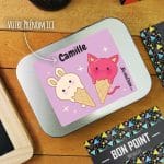 Boîte à goûter enfant personnalisée  Glaces Kawaii