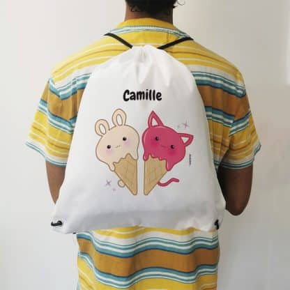 Sac à dos sport personnalisé : gym, piscine... - Glaces Kawaii - cadeau  fille