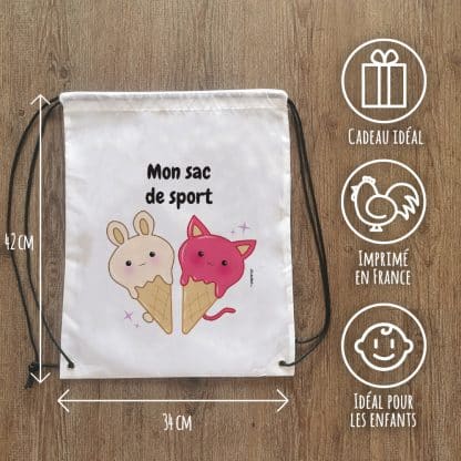 Sac à dos sport : gym, piscine... - Glaces Kawaii