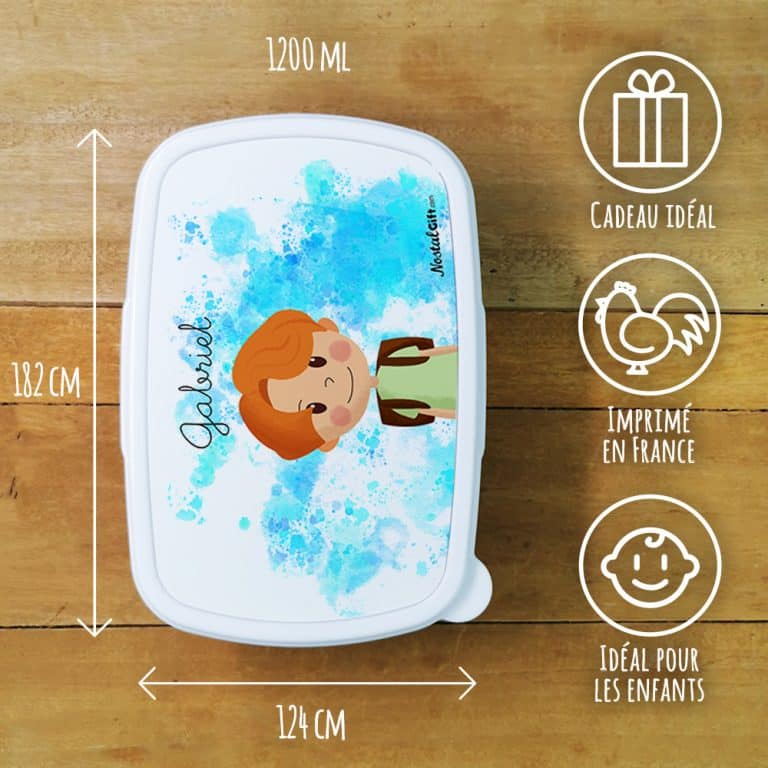 Boîte à goûter Petit garçon écolier totalement personnalisable