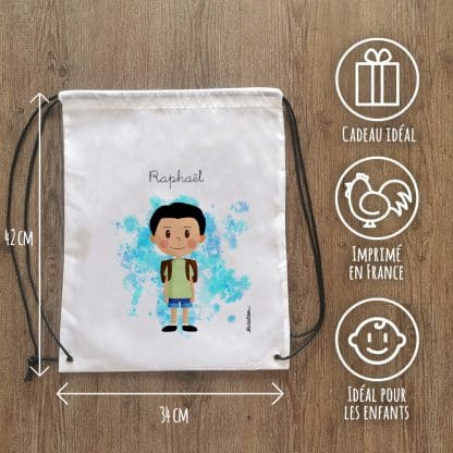 Sac à dos sport personnalisé  : gym, piscine... - Petit écolier - cadeau  garçon – Image 3