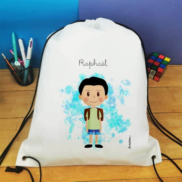 Sac à Dos Personnalisable Avec Prénom - Thème Mario - Pour Piscine, Gym, Sport - Polyester - Neuf Sous Film - Idéal Cadeau Enfant