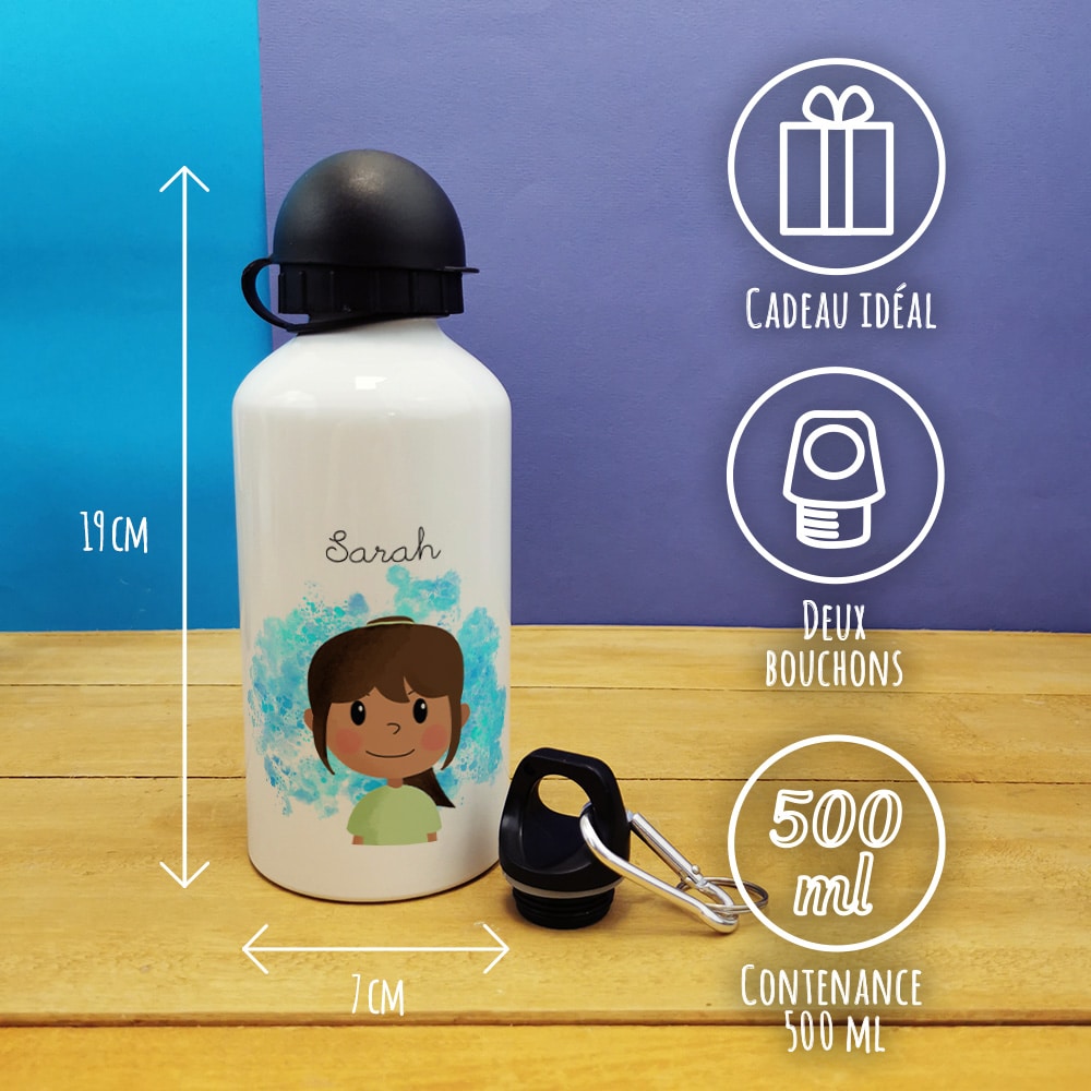 Bouteille d'eau de source personnalisée 500ml avec bouchon sport