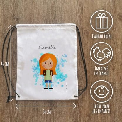 Sac à dos sport personnalisé : gym, piscine... - Petite écolière - cadeau  fille