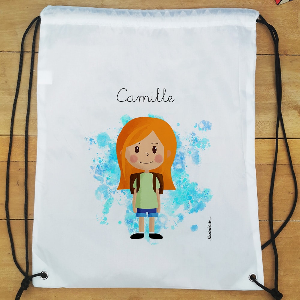 Sac à dos sport personnalisé : gym, piscine - Petite écolière - cadeau  fille