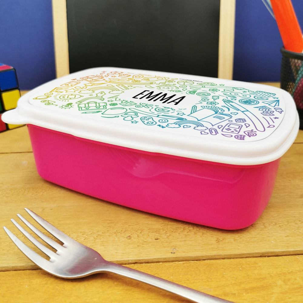 Boite a goûter enfant plastique personnalisée "Arc en ciel"