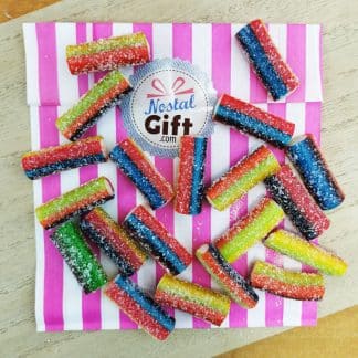Bonbon mini câbles acidulés fourrés - Multifruit 4 couleurs x20