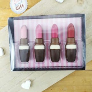 Rouge à lèvres en chocolat - boite de 4 - cadeau pour femme coquette