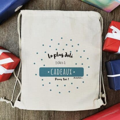 Sac cadeau réutilisable (34 x 42 x cm) et sa carte - "Le plus joli des cadeaux pour toi !" – Image 2