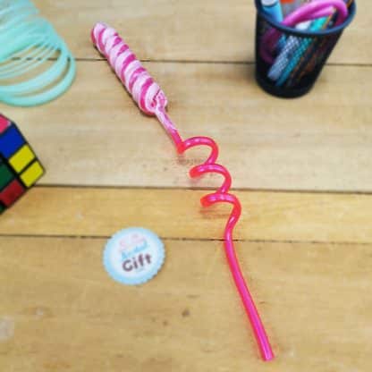Sucette longue fête foraine goût fruit 30 cm avec paille boucle - rose ou bleu – Image 7