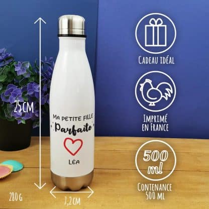 Bouteille isotherme 500 ml "Ma petite fille parfaite"- cadeau mamie, papy personnalisé