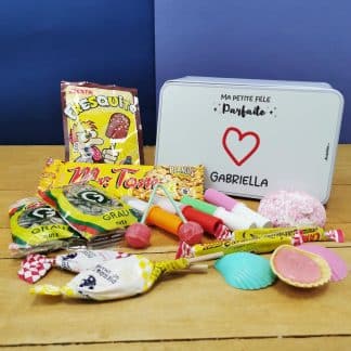 Coffret bonbons des années 70 personnalisé  "Ma petite fille parfaite" (Boîte en métal)