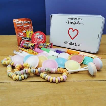 Coffret bonbons des années 80 personnalisé   "Ma petite fille parfaite"(Boîte en métal)