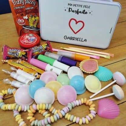 Coffret bonbons des années 80 personnalisé   "Ma petite fille parfaite"(Boîte en métal)