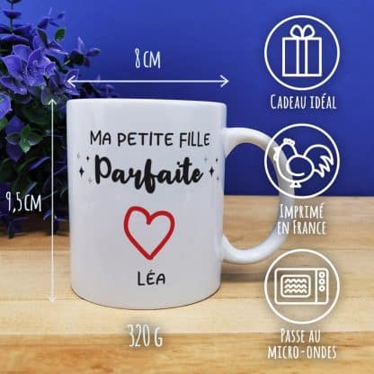 Mug "Ma petite fille parfaite"  - Cadeau  mamie,  papy personnalisé