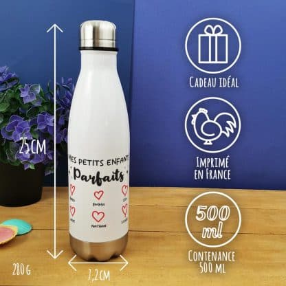 Bouteille isotherme 500 ml "Mes petits enfants parfaits" cadeau mamie, papy personnalisé