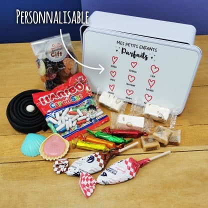 Coffret bonbons des années 60 personnalisé   "Mes petits enfants parfaits" (Boîte en métal)