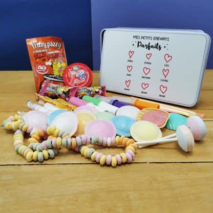 Coffret bonbons des années 80 personnalisé   "Mes petits enfants parfaits" (Boîte en métal)