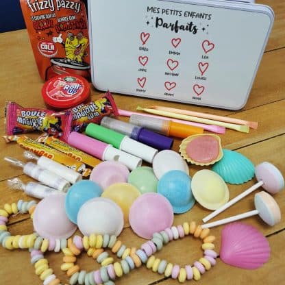 Coffret bonbons des années 80 personnalisé   "Mes petits enfants parfaits" (Boîte en métal)