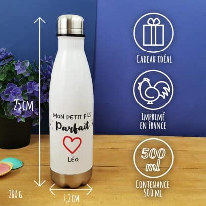 Bouteille isotherme 500ml  "Mon petit fils parfait" - cadeau mamie,  papy personnalisé