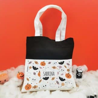 Sac Bonbons - Chat noir d'Halloween "Des bonbons ou un sort"