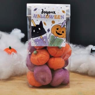 Sachet de Guimauve Halloween citrouille / tête de mort x15