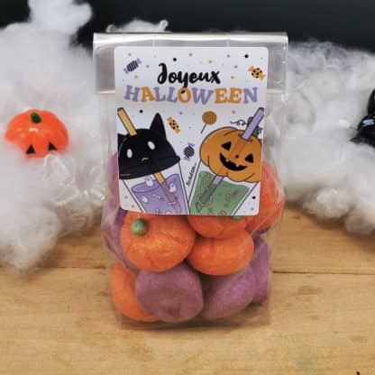 Sachet de Guimauve Halloween citrouille / tête de mort x15