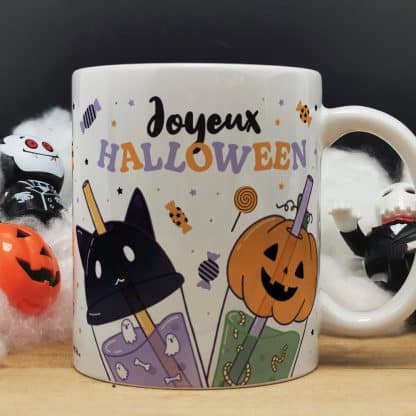 Halloween - Mug Bubble tea "Joyeux Halloween" + 15 guimauves Tête de mort