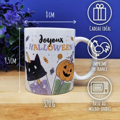 Halloween - Mug Bubble tea "Joyeux Halloween" + 15 guimauves Tête de mort