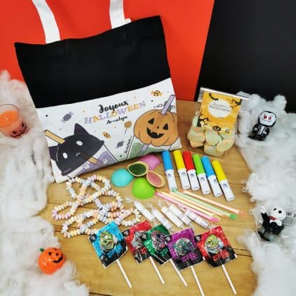 Sac Bubble Tea Personnalisé "Joyeux Halloween" rempli de bonbons