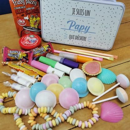 Coffret bonbons des années 90 "Je suis un papy qui déchire "(Boîte en métal)