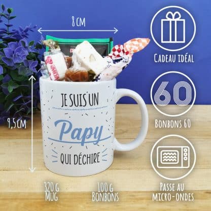 Mug bonbon années 60 "Je suis un papy qui déchire"