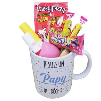 Mug bonbon années 80 "Je suis un papy qui déchire"