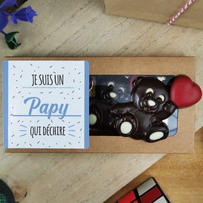 Oursons au chocolat noir x3 "Je suis un papy qui déchire"