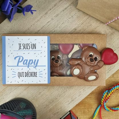 Oursons au chocolat au lait x3 "Je suis un papy qui déchire"