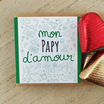 Cœurs au chocolat au lait et chocolat noir praliné x8 "mon papy d'amour"  - Cadeau pour la fête des grands pères