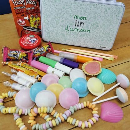 Coffret bonbons des années 80   "mon papy d'amour" (Boîte en métal)