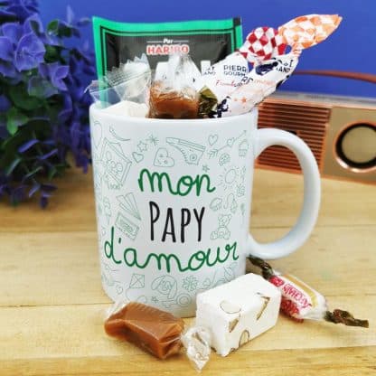 Mug bonbon années 60  "mon papy d'amour" -  fête des grands pères