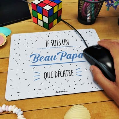 Tapis de souris "Je suis un beau papa qui déchire"