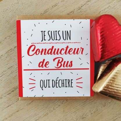 Cœurs au chocolat au lait et chocolat noir praliné x8 "Je suis un conducteur de bus qui déchire"