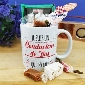 Mug bonbon années 60  "Je suis un conducteur de bus qui déchire"