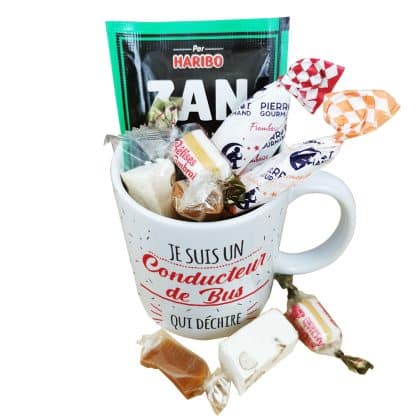 Mug bonbon années 60  "Je suis un conducteur de bus qui déchire"