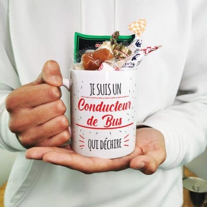 Mug bonbon années 60  "Je suis un conducteur de bus qui déchire"