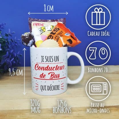 Mug bonbon années 70 "Je suis un conducteur de bus qui déchire"