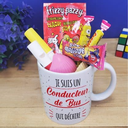 Mug bonbon années 80  "Je suis un conducteur de bus qui déchire"