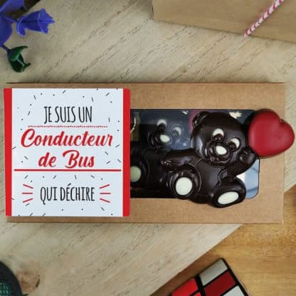 Oursons au chocolat noir x3 "Je suis un conducteur de bus qui déchire"