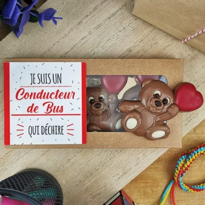 Oursons au chocolat au lait x3 "Je suis un conducteur de bus qui déchire"