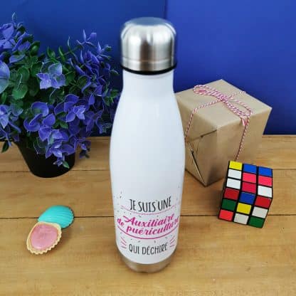 Bouteille isotherme 500 ml "Je suis une auxiliaire de puériculture qui déchire"- cadeau crèche