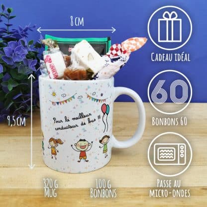 Mug bonbon années 60  "Pour le meilleur conducteur de bus"